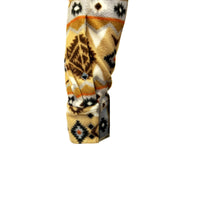 Men's Native American Inspired Pattern Fleece Western Shirt in Tan & Black