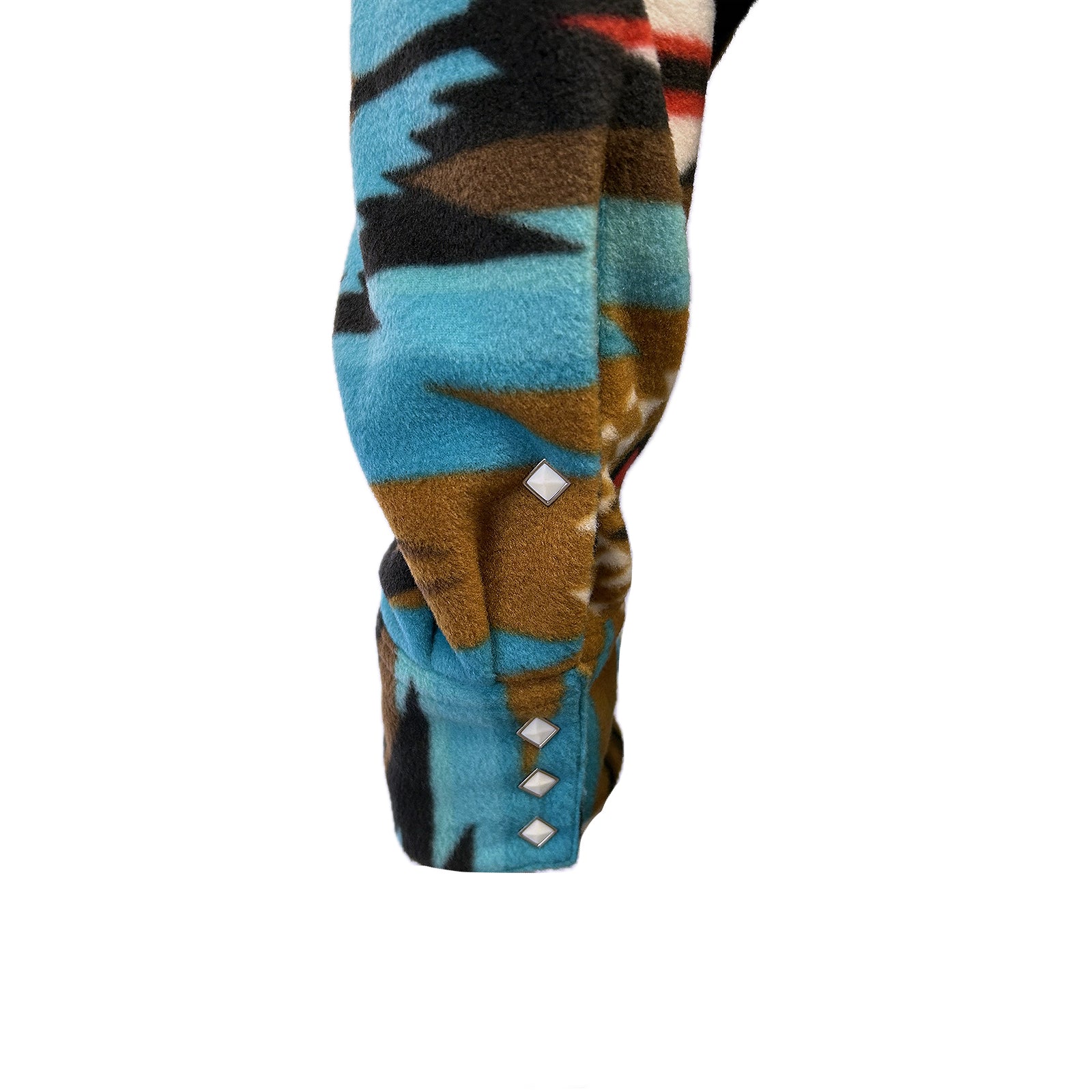 Men's Native American Inspired Pattern Fleece Western Shirt in Turquoise & Brown - Rockmount