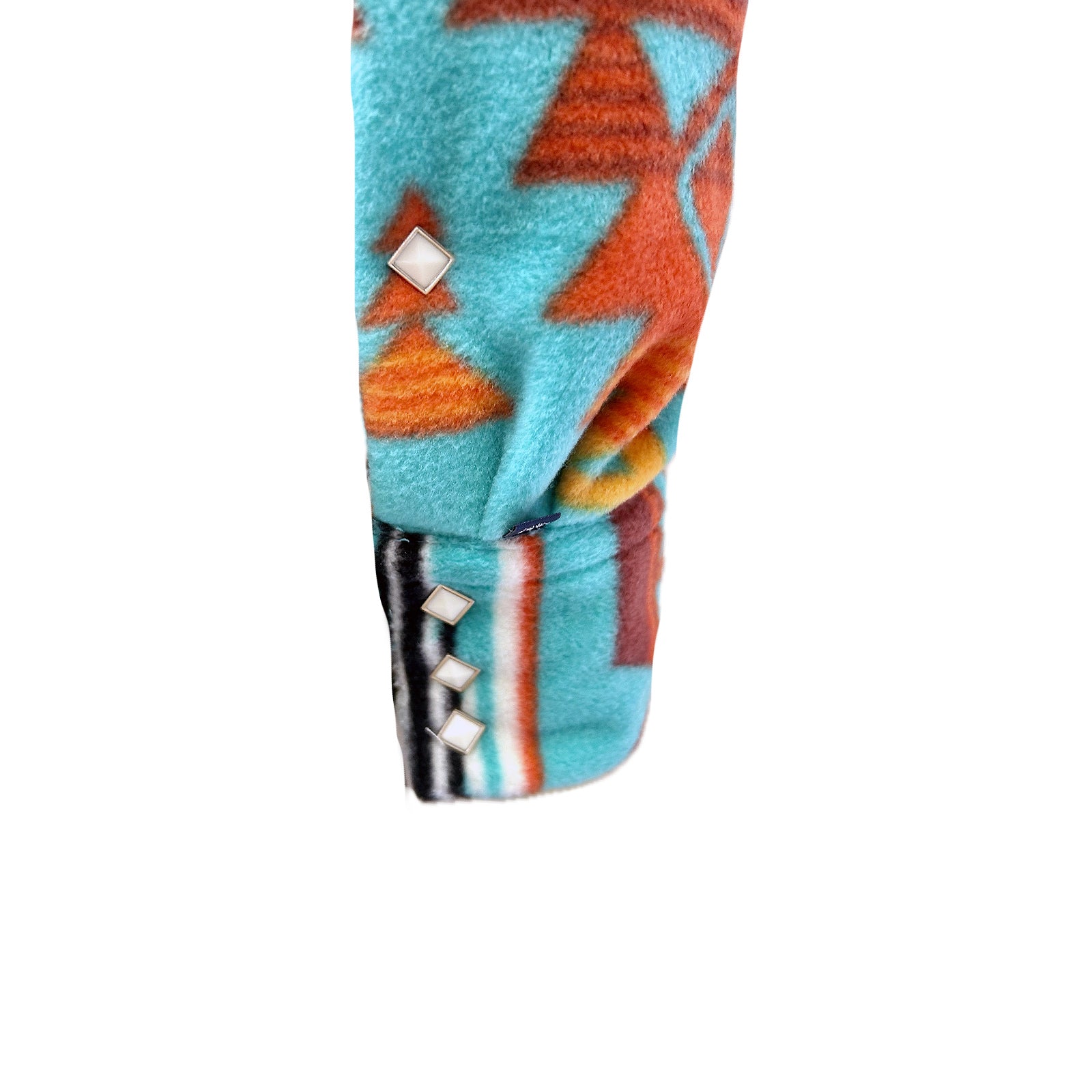 Men's Native American Inspired Pattern Fleece Western Shirt in Turquoise & Red - Rockmount