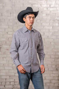 Men's Fine Black Stripe Western Shirt