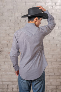 Men's Fine Black Stripe Western Shirt