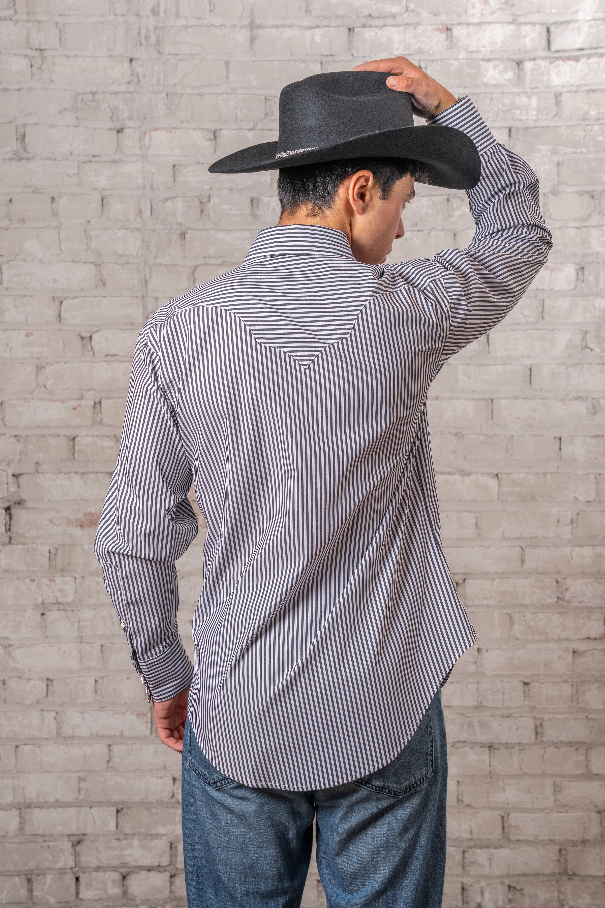 Men's Fine Black Stripe Western Shirt