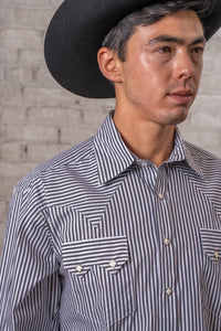 Men's Fine Black Stripe Western Shirt