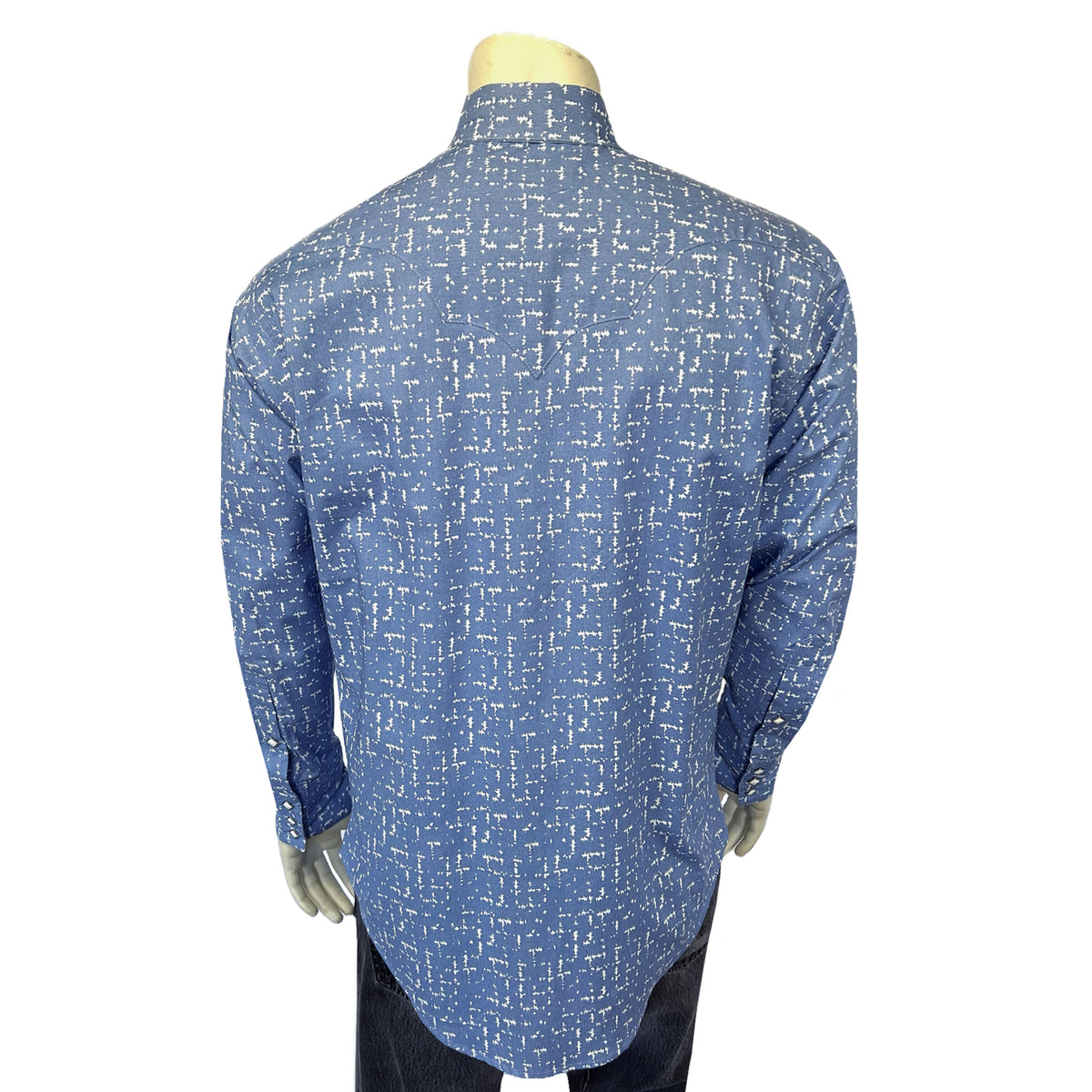 Men's Vintage Blue Ikat Print Western Shirt - Rockmount