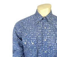 Men's Vintage Blue Ikat Print Western Shirt - Rockmount