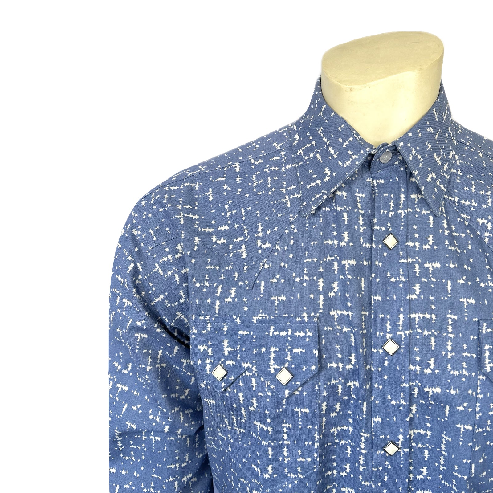 Men's Vintage Blue Ikat Print Western Shirt - Rockmount