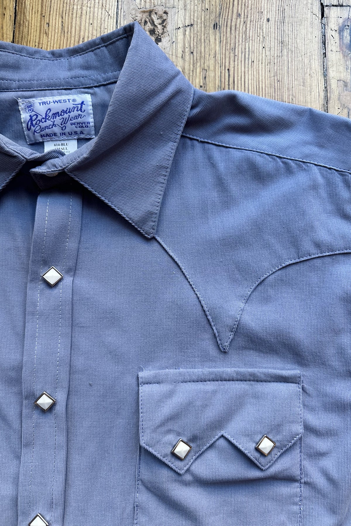 Men's Vintage Buttery Soft Blue Corduroy Western Shirt
