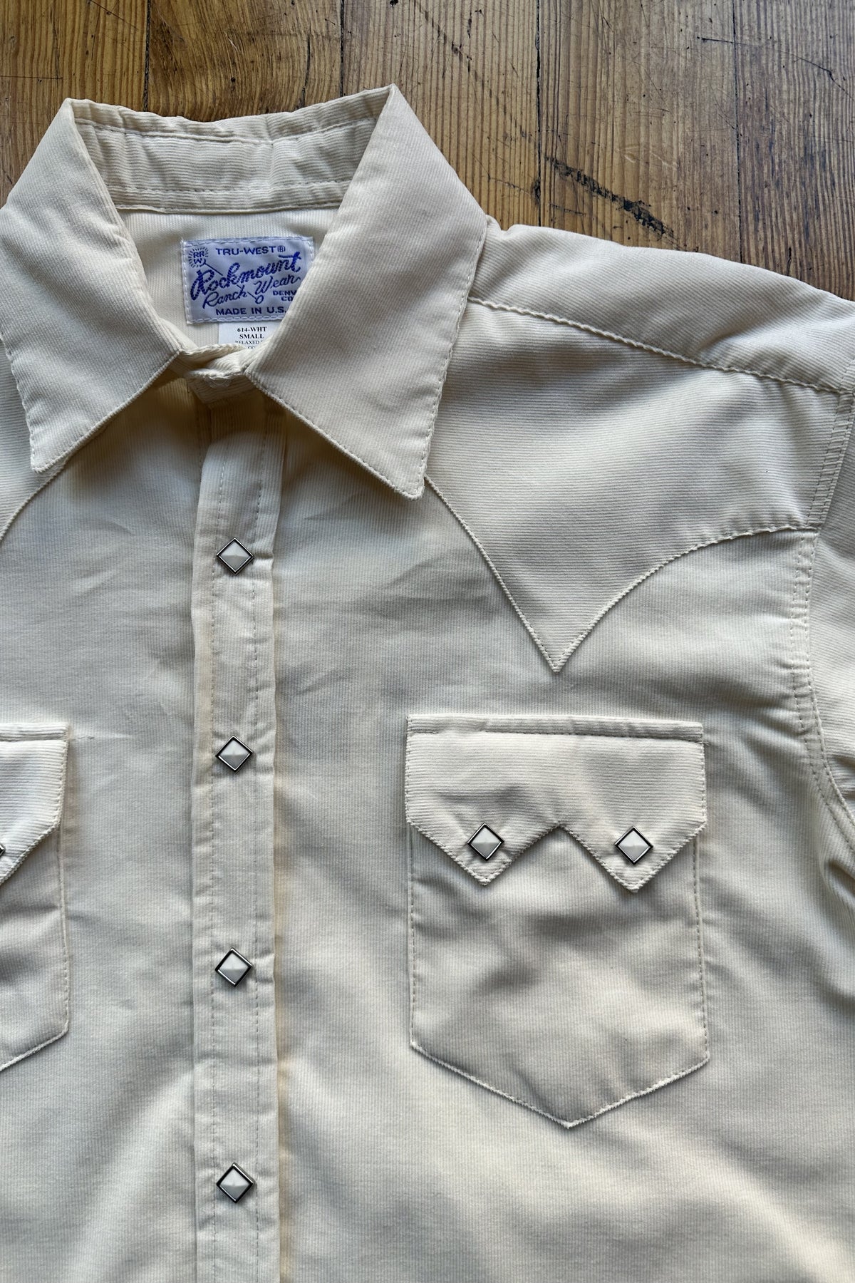 Men's Vintage Buttery Soft White Corduroy Western Shirt