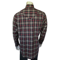 Men's Shadow Plaid Dobby Lurex Western Shirt in Black - Rockmount
