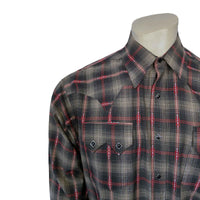 Men's Shadow Plaid Dobby Lurex Western Shirt in Black - Rockmount