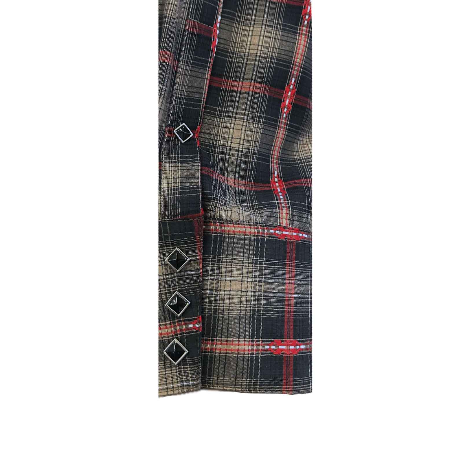 Men's Shadow Plaid Dobby Lurex Western Shirt in Black - Rockmount