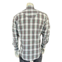 Men's Shadow Plaid Dobby Lurex Western Shirt in Grey - Rockmount