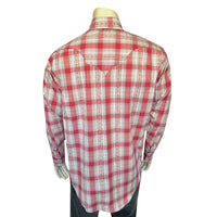 Men's Shadow Plaid Dobby Lurex Western Shirt in Red - Rockmount