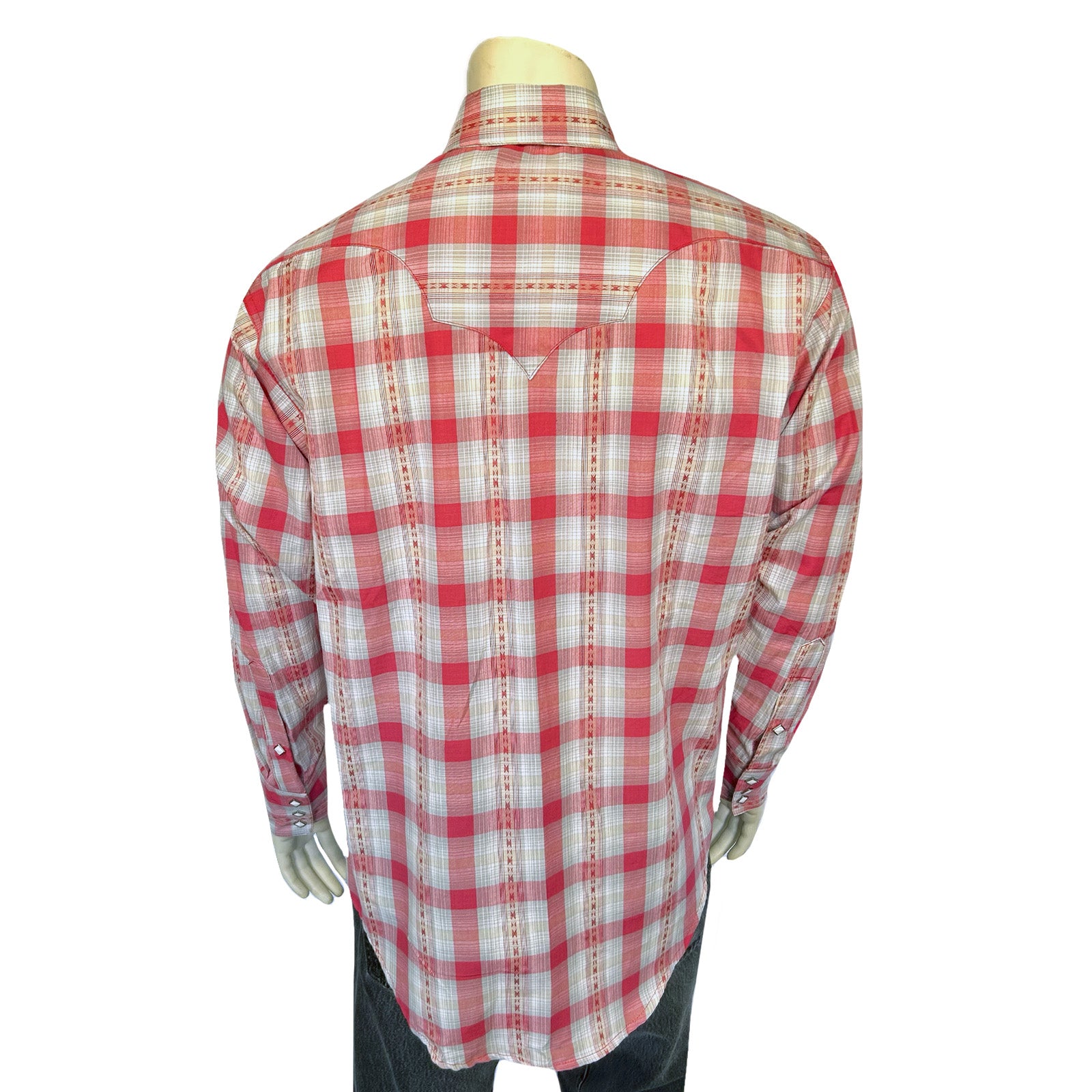 Men's Shadow Plaid Dobby Lurex Western Shirt in Red - Rockmount