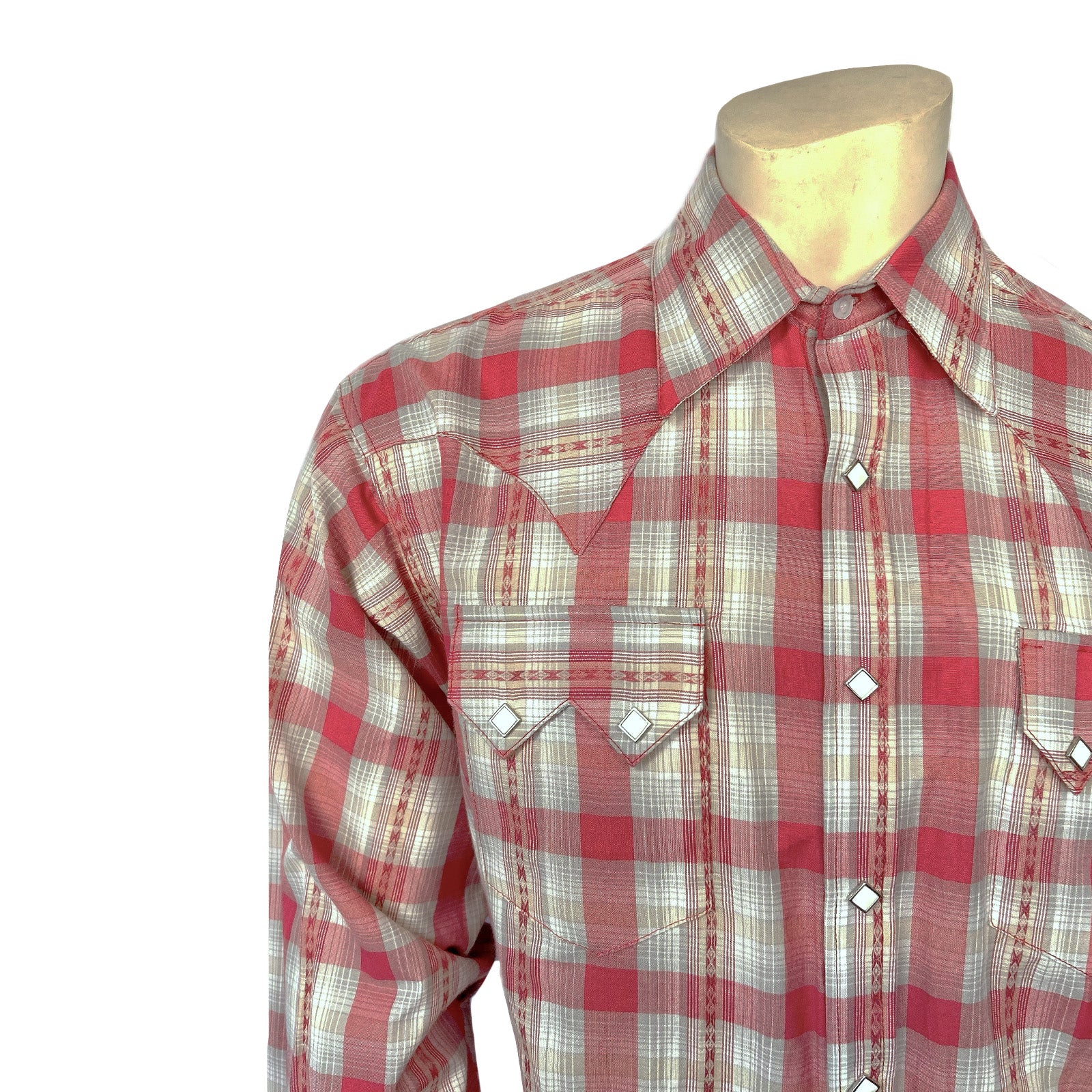 Men's Shadow Plaid Dobby Lurex Western Shirt in Red - Rockmount