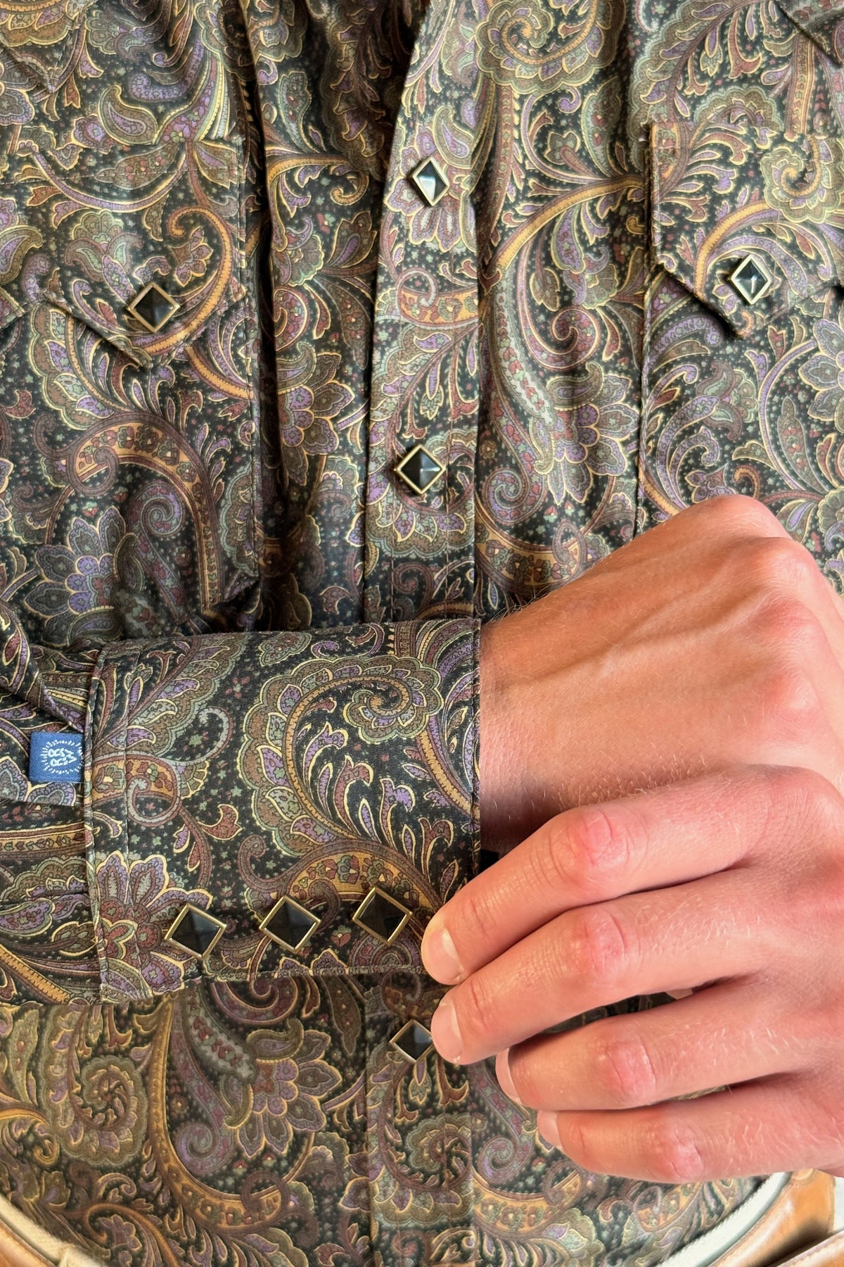 Men's Ornate Paisley Print Western Shirt in Brown