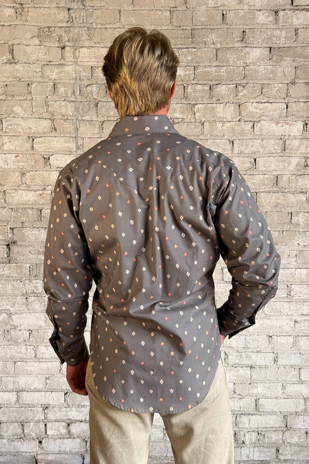 Men's Greige Native Print Western Shirt