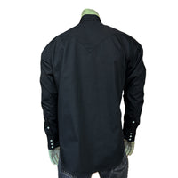 Men's Slim Fit Black Cotton Blend Western Shirt - Rockmount