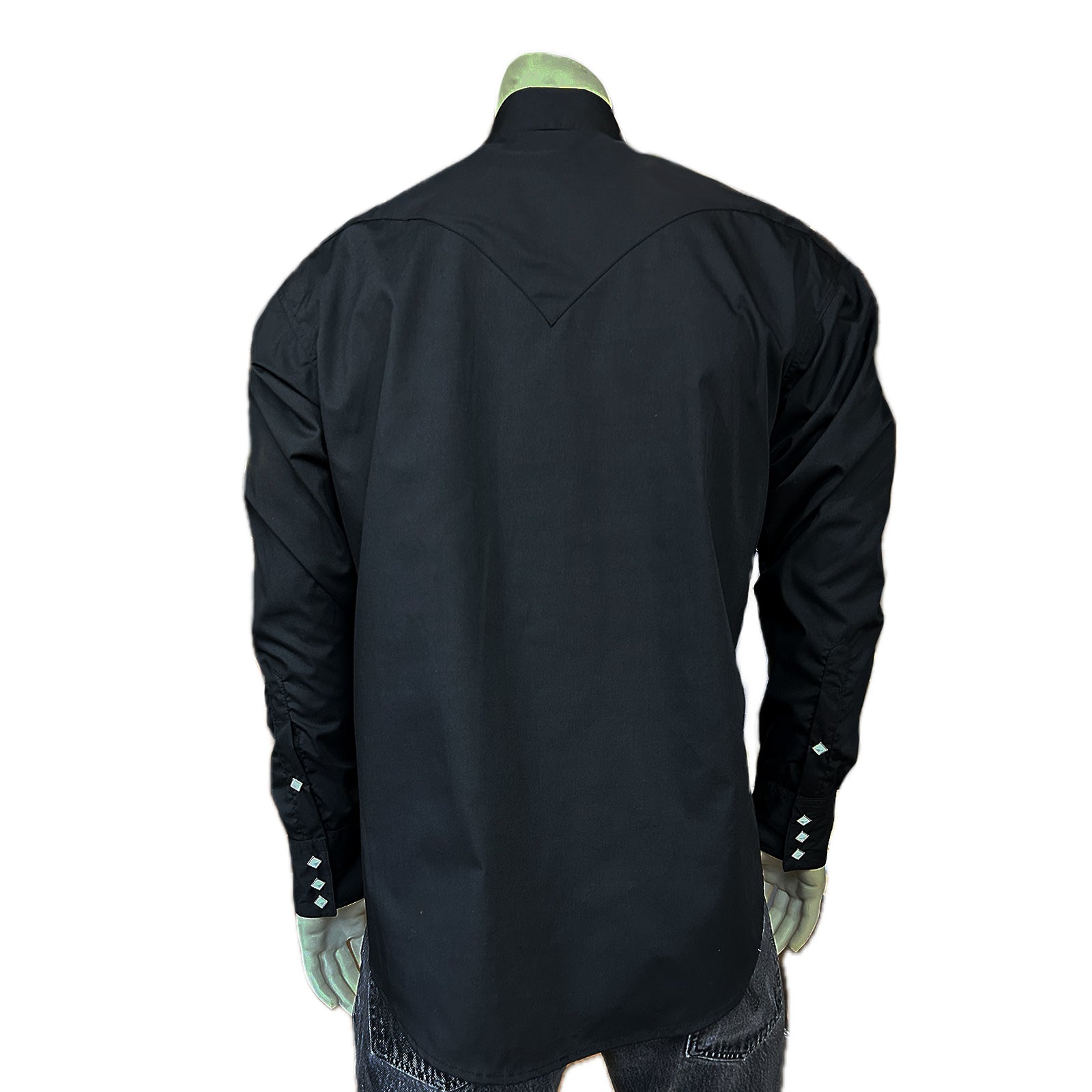 Men's Slim Fit Black Cotton Blend Western Shirt - Rockmount