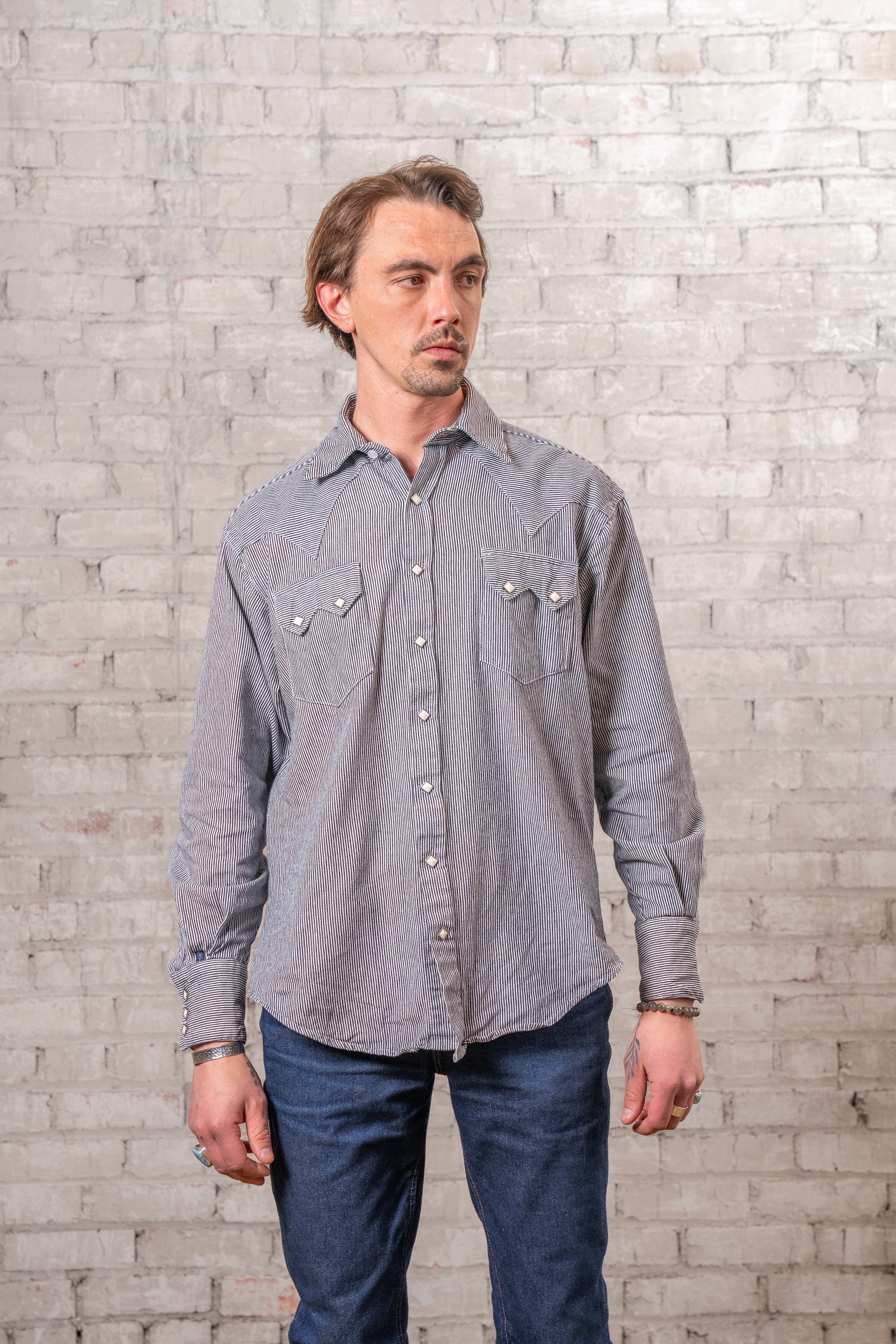 Men's Signature Denim Pinstripe Western Shirt