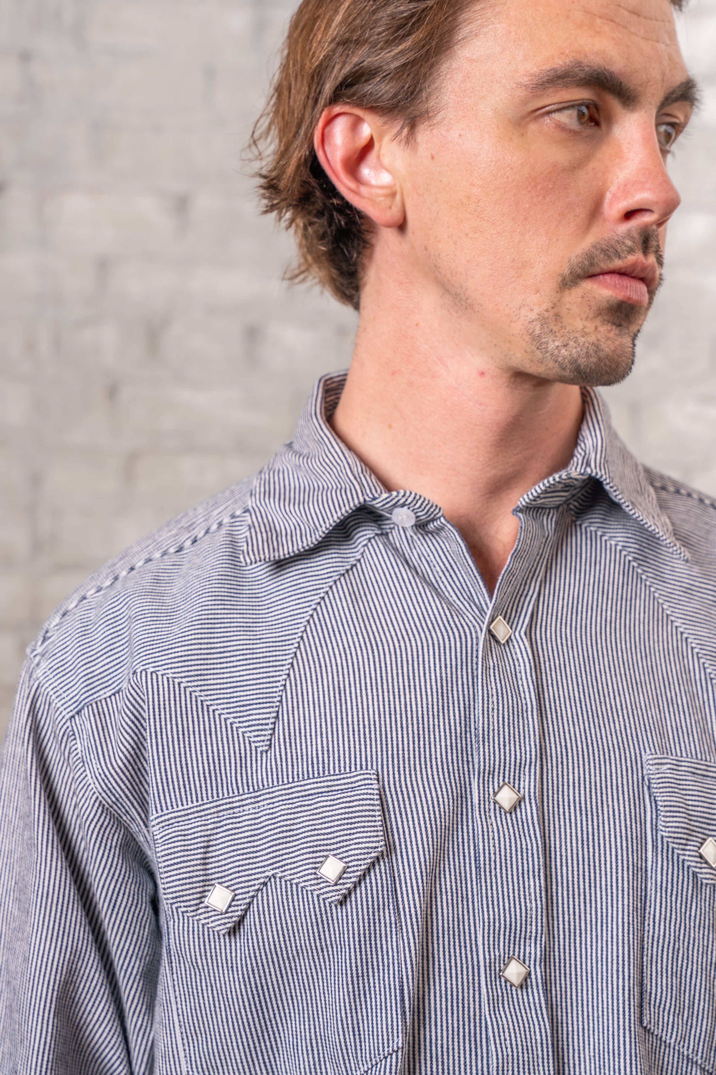 Men's Signature Denim Pinstripe Western Shirt