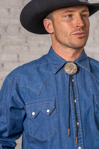 Men's Classic Stonewashed Denim Western Shirt