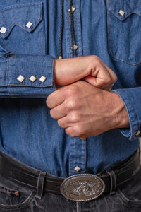 Men's Classic Stonewashed Denim Western Shirt