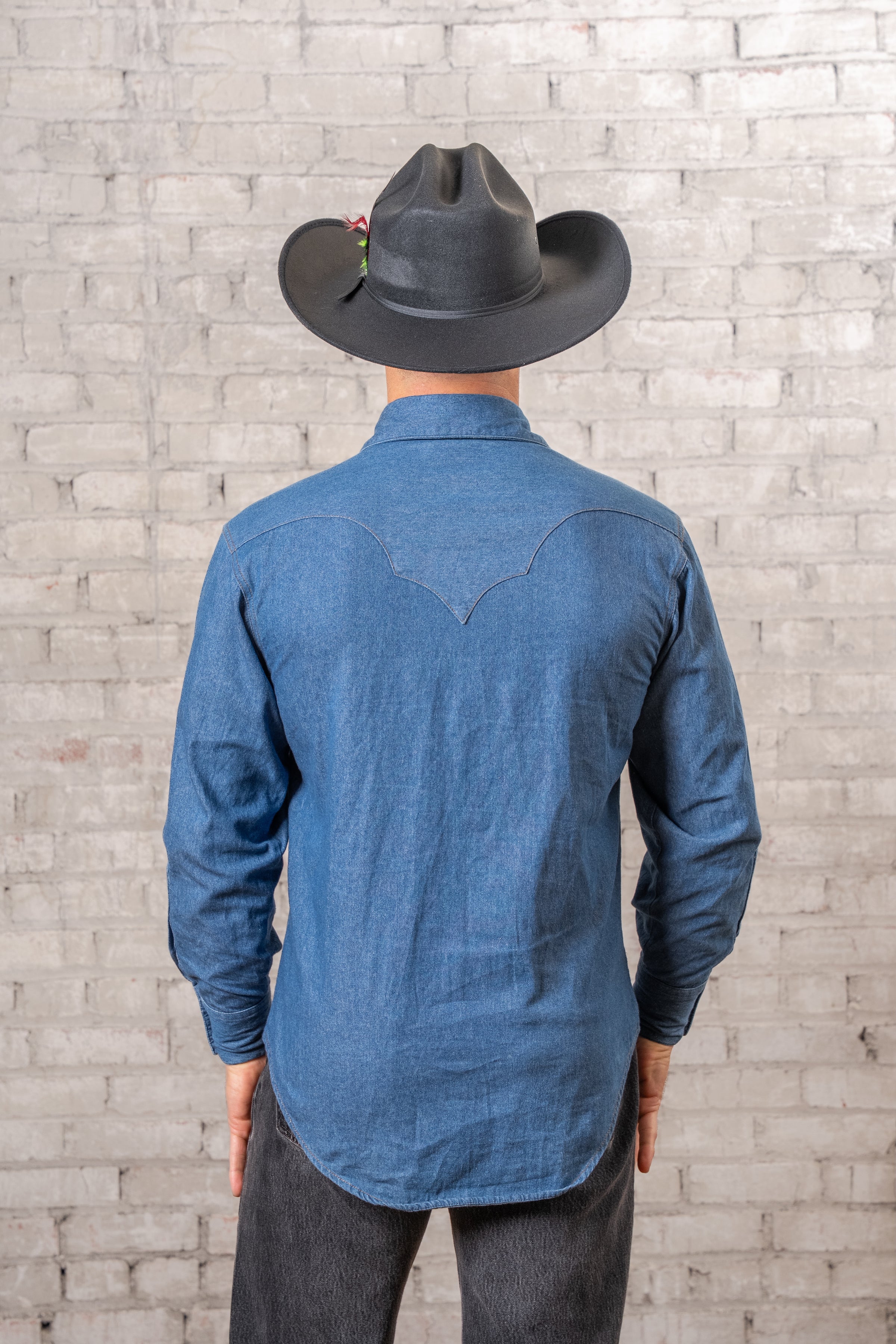 Men's Classic Light Blue Denim Western Shirt