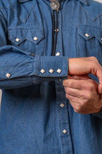 Men's Classic Light Blue Denim Western Shirt