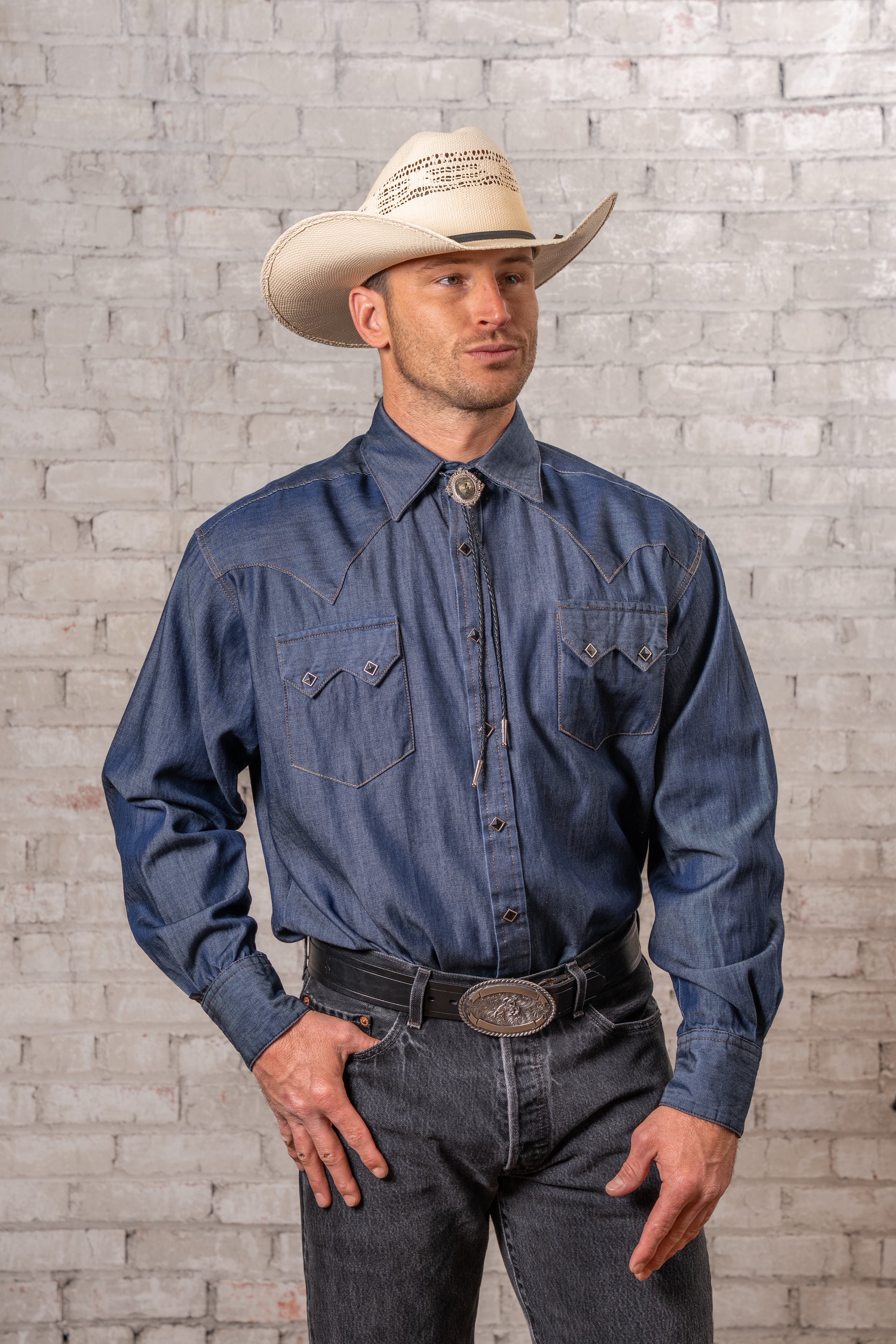 Men's Tencel Denim Sawtooth Western Shirt