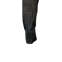 Men's Black Stonewashed Diamond Snap Denim Sawtooth Pocket Western Shirt