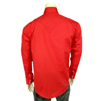 Men's Slim Fit Red Cotton Blend Western Shirt - Rockmount