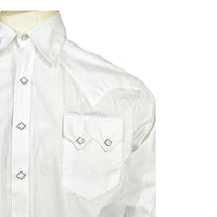 Men's Slim Fit White Cotton Blend Western Shirt - Rockmount