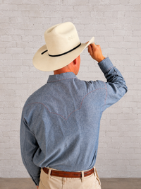 Men's Navy Blue Cotton Chambray Western Shirt