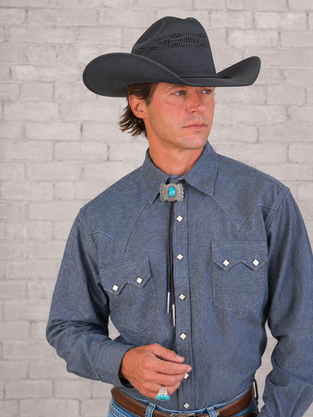 Men's Laundered Blue Chambray Premium Cotton Western Shirt