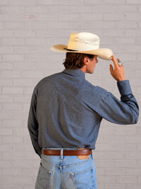 Men's Laundered Blue Chambray Premium Cotton Western Shirt