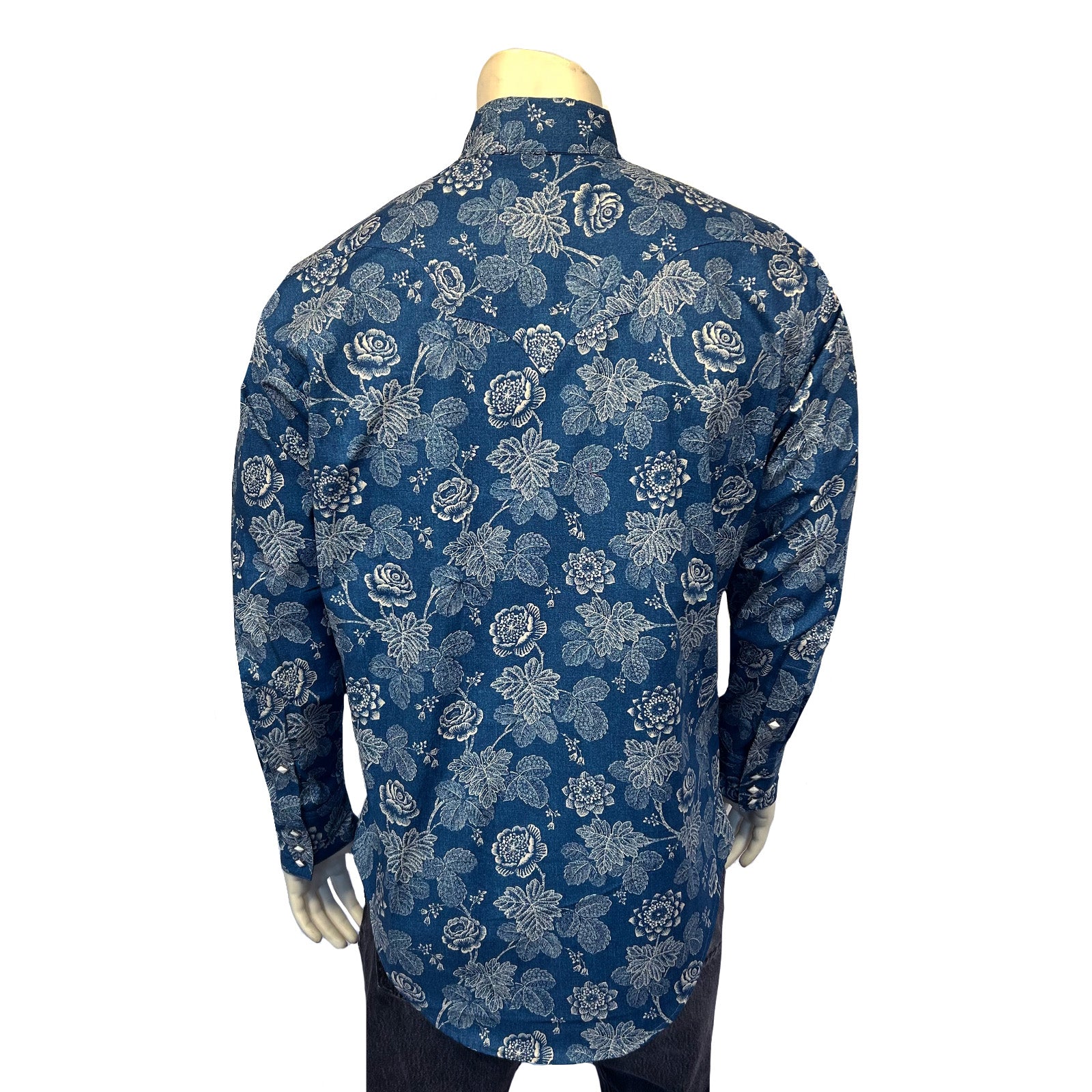 Men's Long Sleeve Navy Floral Print Western Shirt - Rockmount