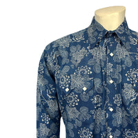 Men's Long Sleeve Navy Floral Print Western Shirt - Rockmount
