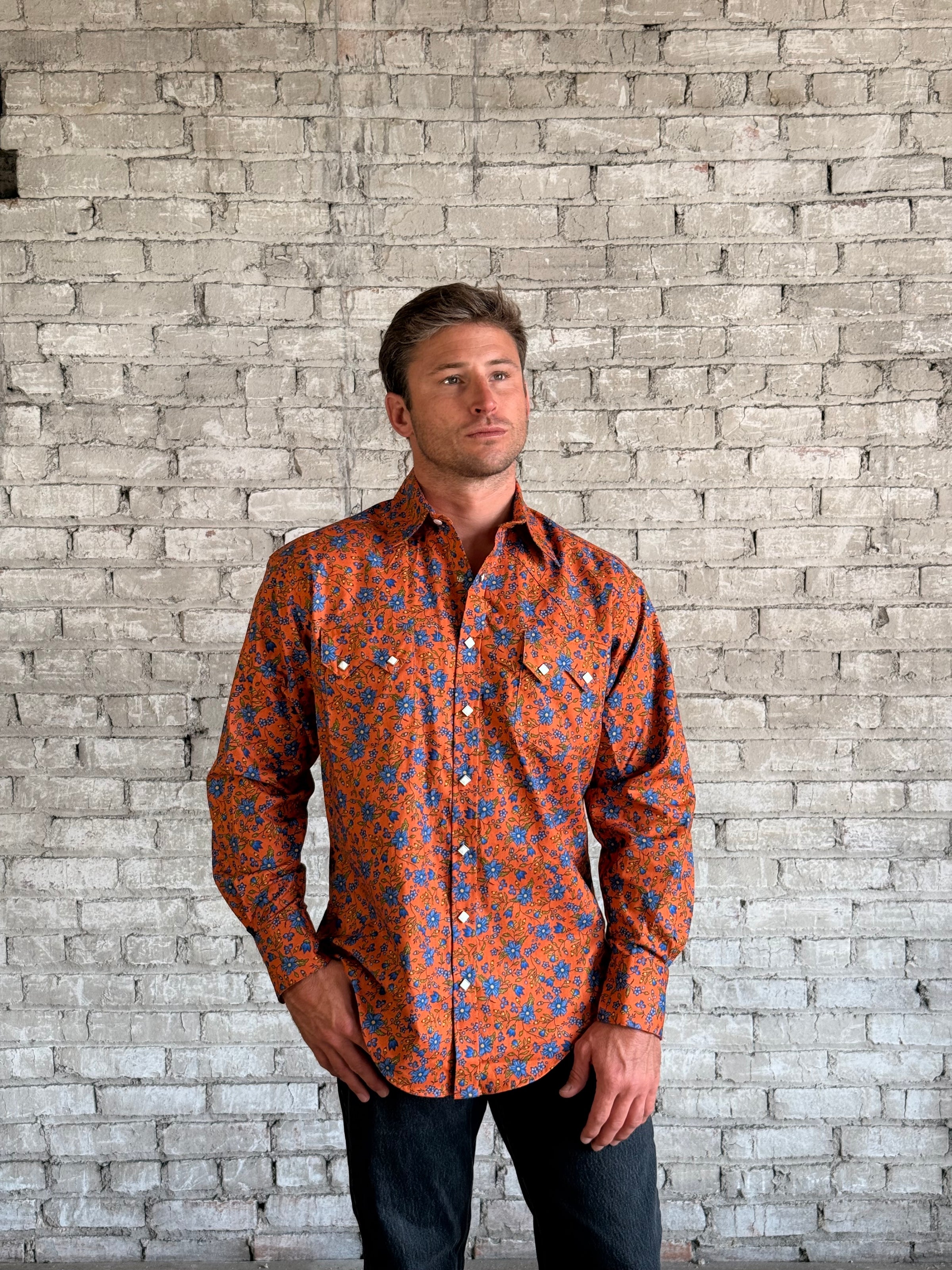 Rockmount Men's Brick Floral Print Western Shirt