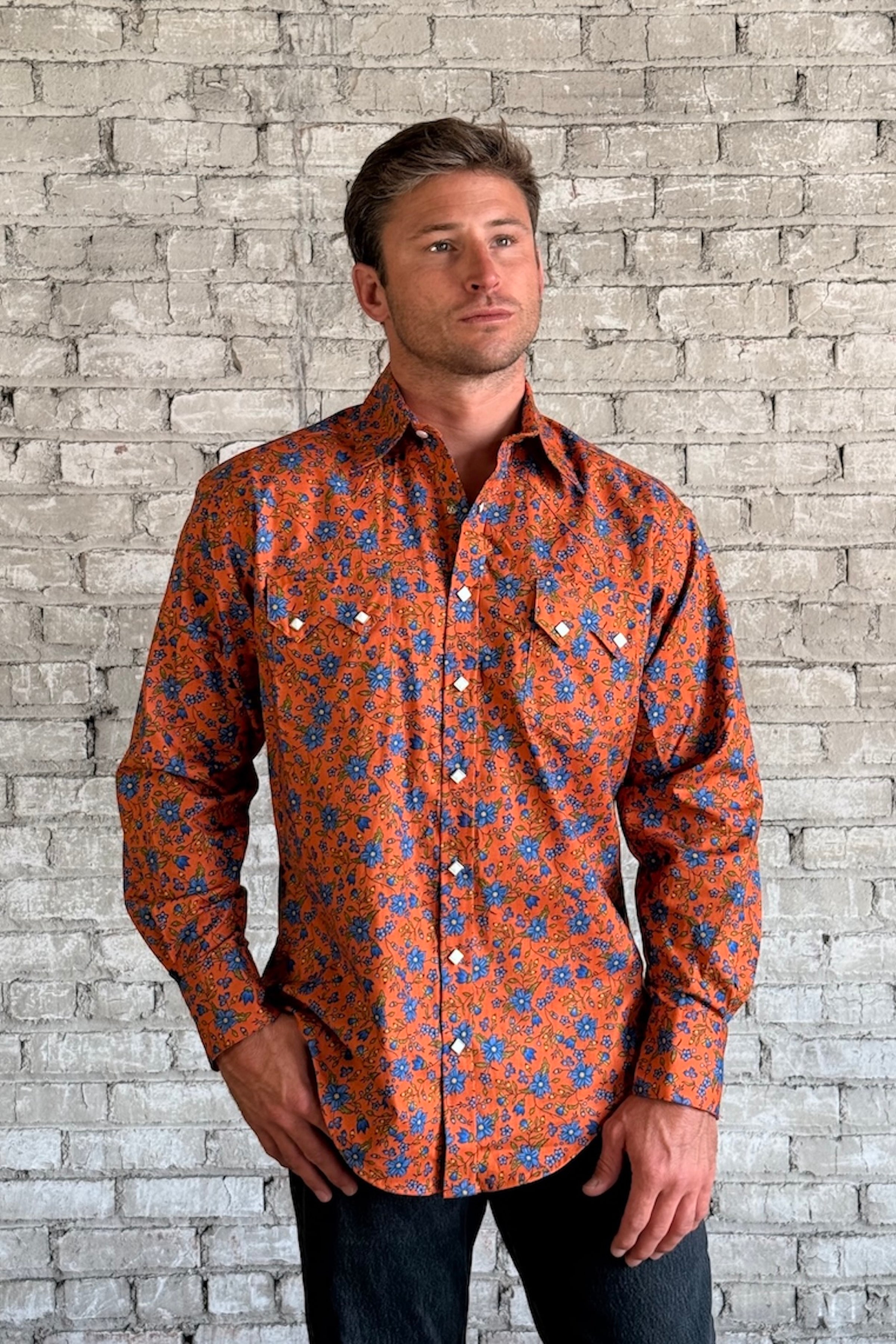 Rockmount Men's Brick Floral Print Western Shirt