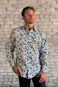 Rockmount Men's Ivory Floral Print Western Shirt