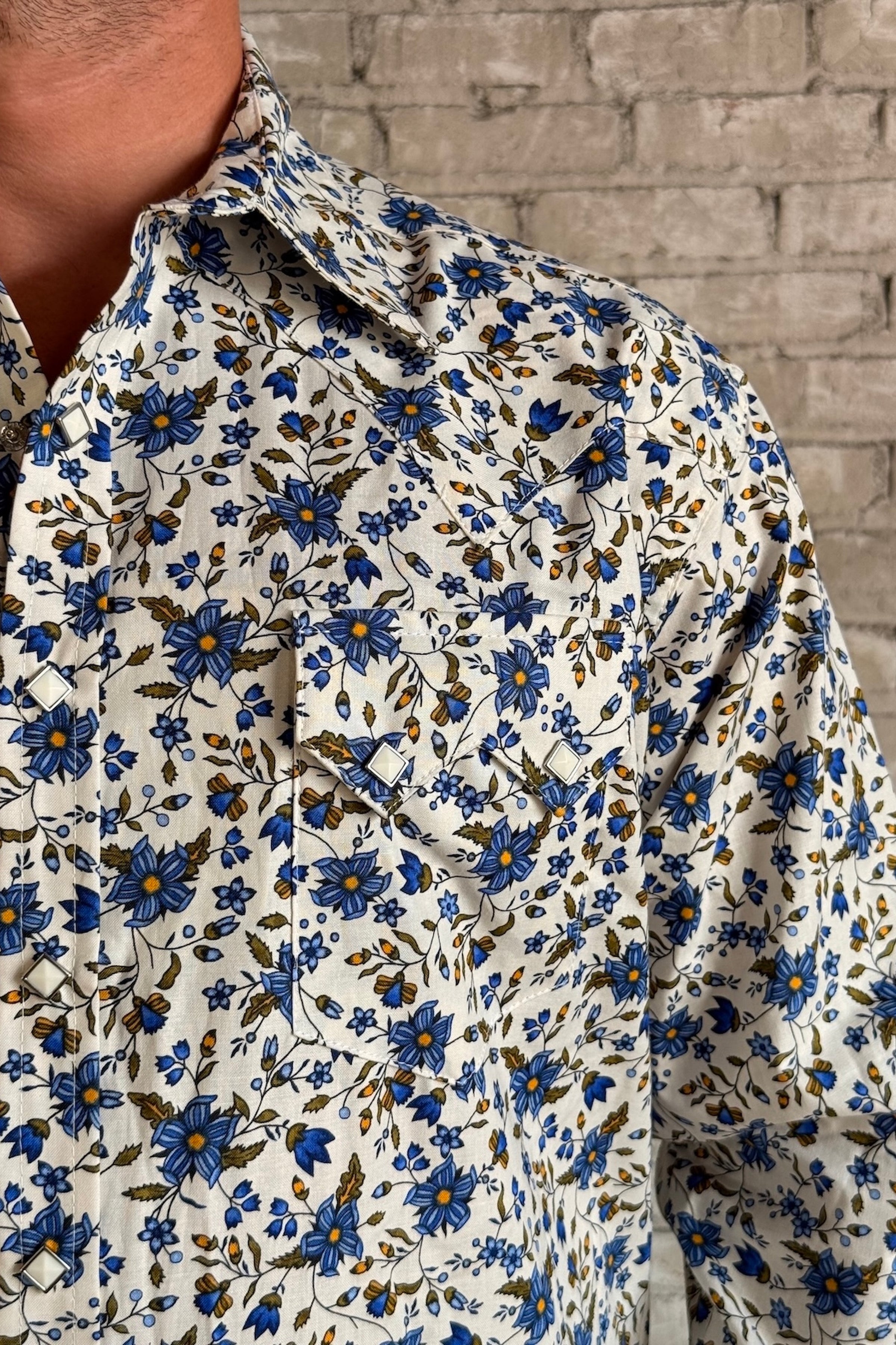 Rockmount Men's Ivory Floral Print Western Shirt