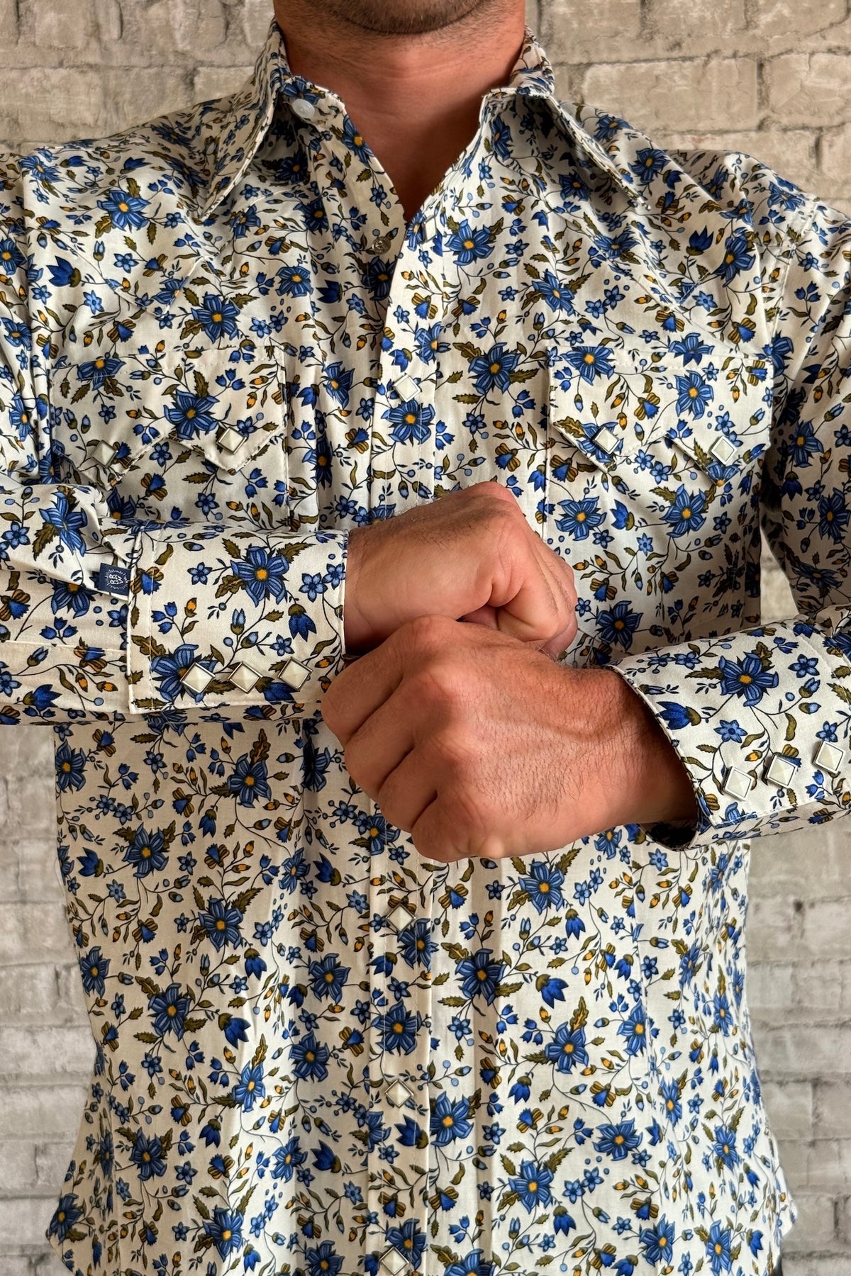 Rockmount Men's Ivory Floral Print Western Shirt