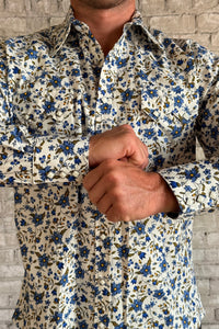 Rockmount Men's Ivory Floral Print Western Shirt