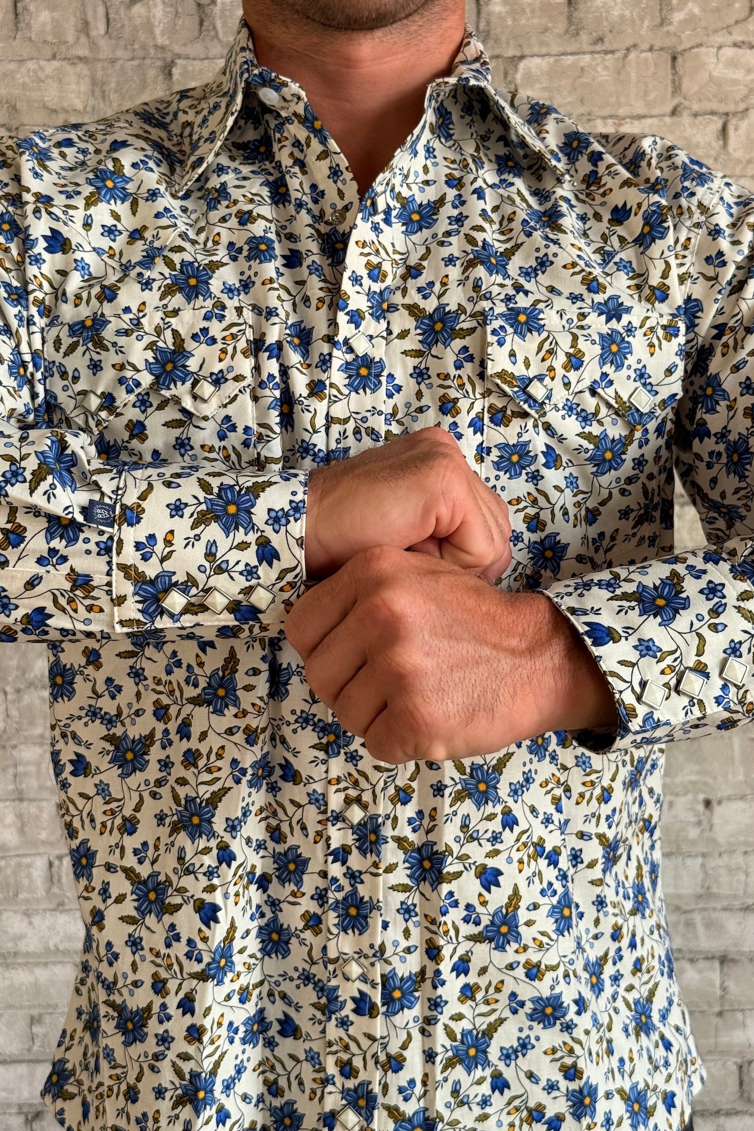 Rockmount Men's Ivory Floral Print Western Shirt