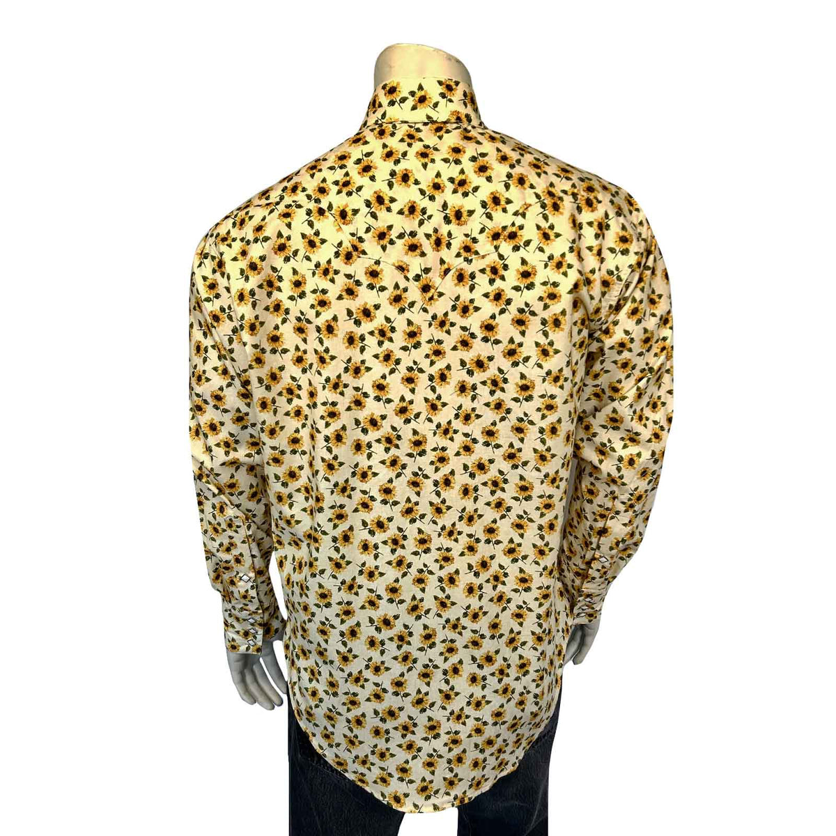 Men's Vintage Yellow Sunflower Print Western Shirt
