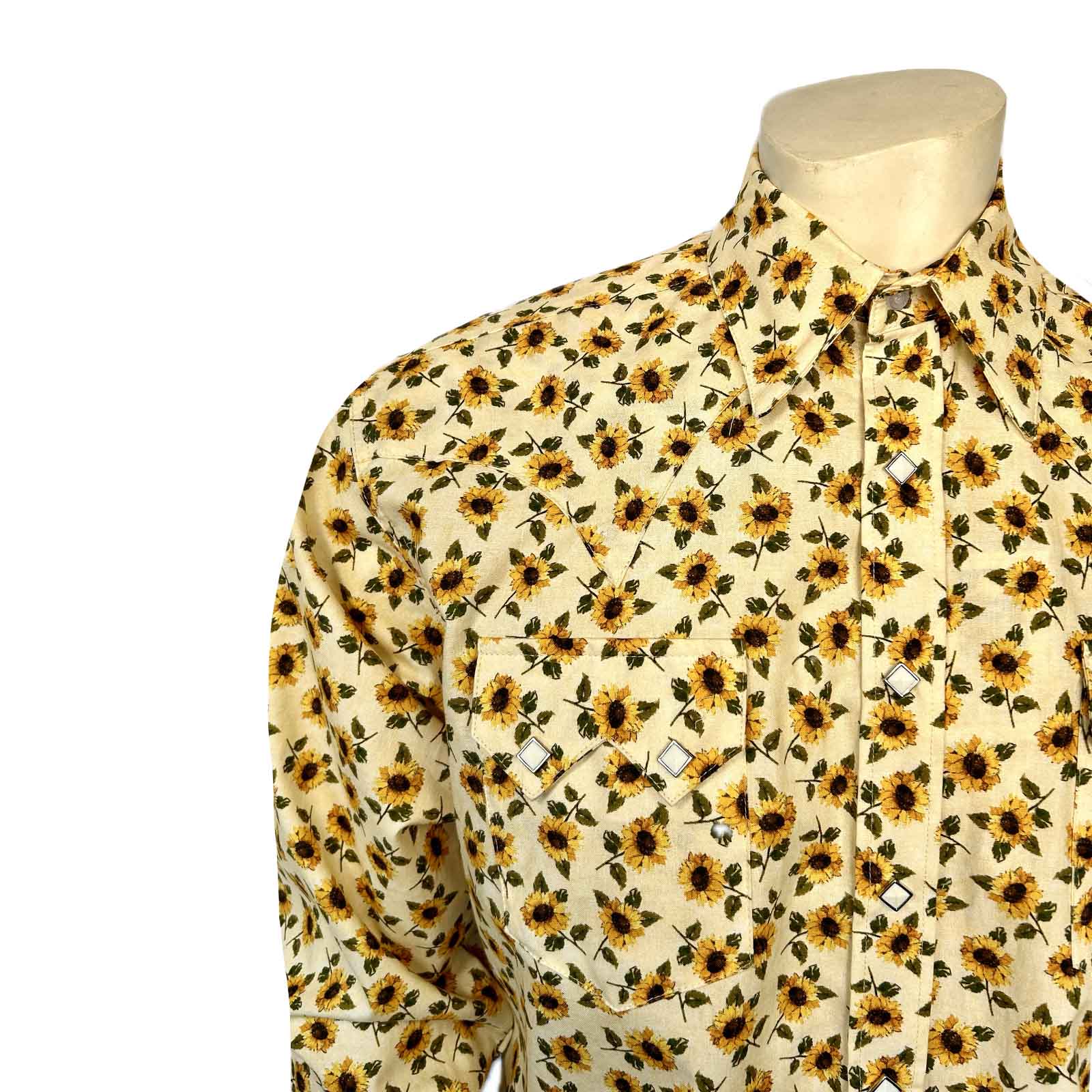 Men's Vintage Yellow Sunflower Print Western Shirt