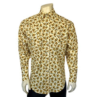 Men's Vintage Yellow Sunflower Print Western Shirt