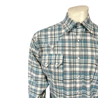 Men's Organic Plush Flannel Dusty Blue Plaid Western Shirt - Rockmount
