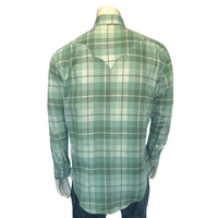 Men's Organic Plush Flannel Sage Green Plaid Western Shirt - Rockmount